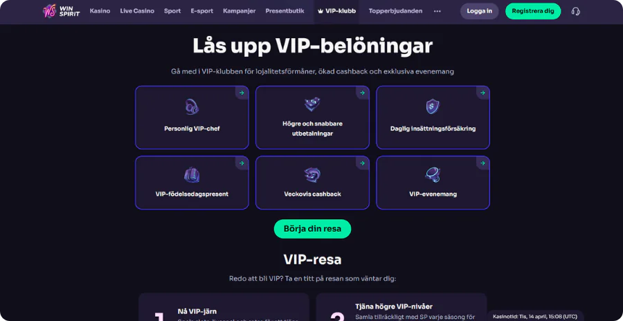VIP erbjudanden Winspirit
