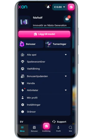 XON mobil meny