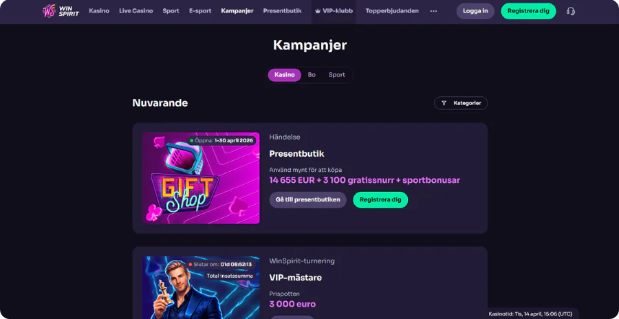Winspirit Casino välkomstbonus
